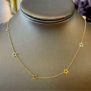 14k Yellow Gold Star Station Chain
